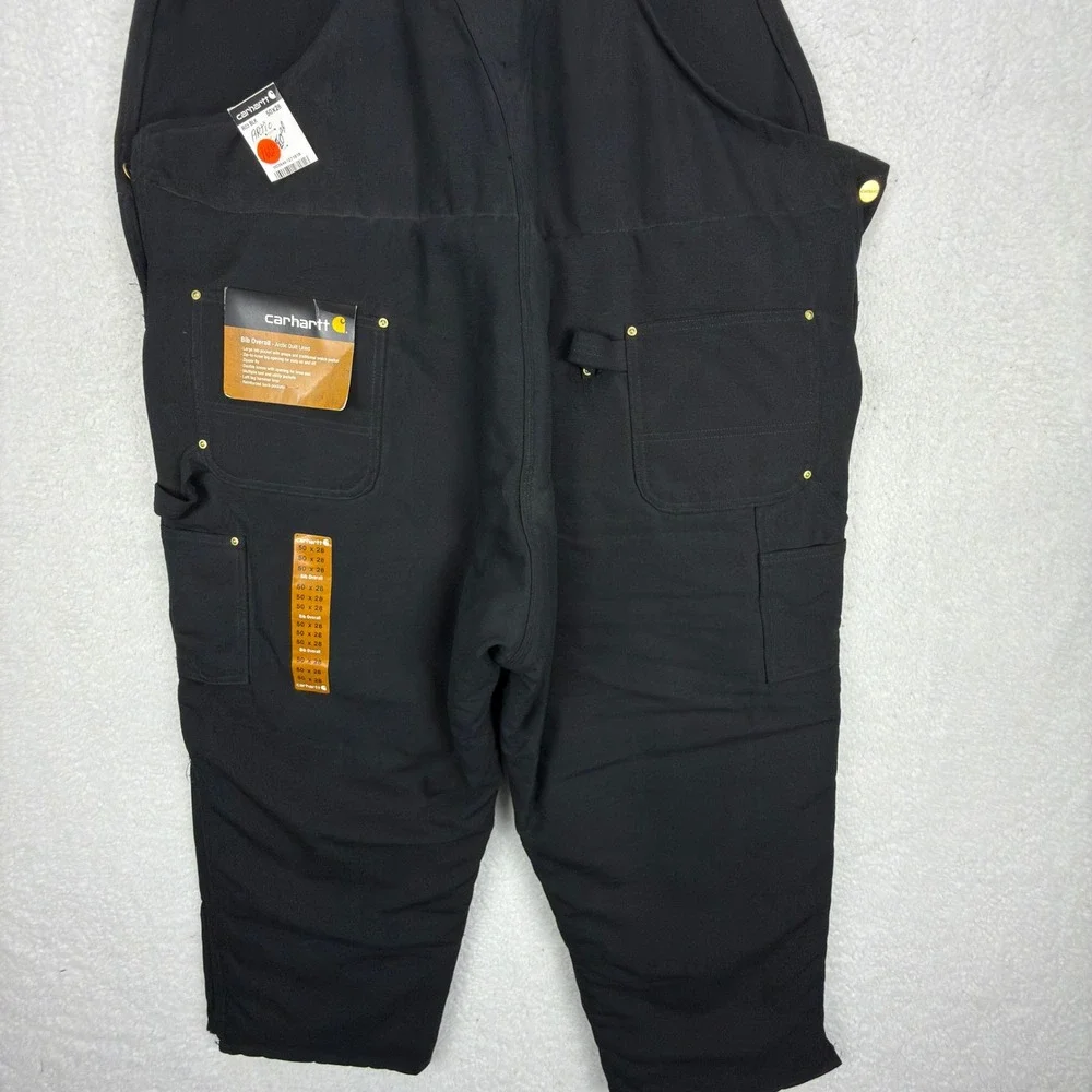 Carhartt Arctic Quilt Lined Bibs Overalls Mens 50x28 R03 BLK Black NWT NOS - Picture 6 of 10